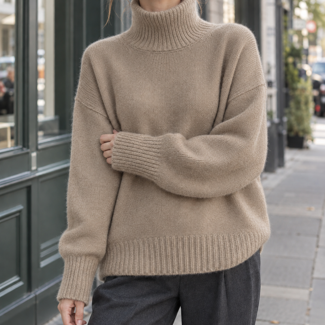 Women's Sylvaine-Eve Turtleneck Sweater in Off White | Invictora.com