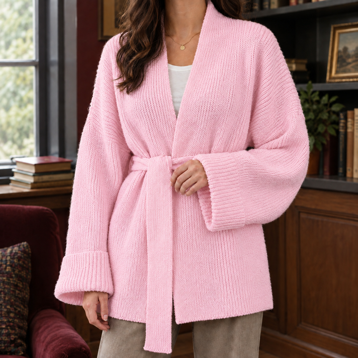 Women's Michelle-Jade Belted Cardigan in White | Invictora.com