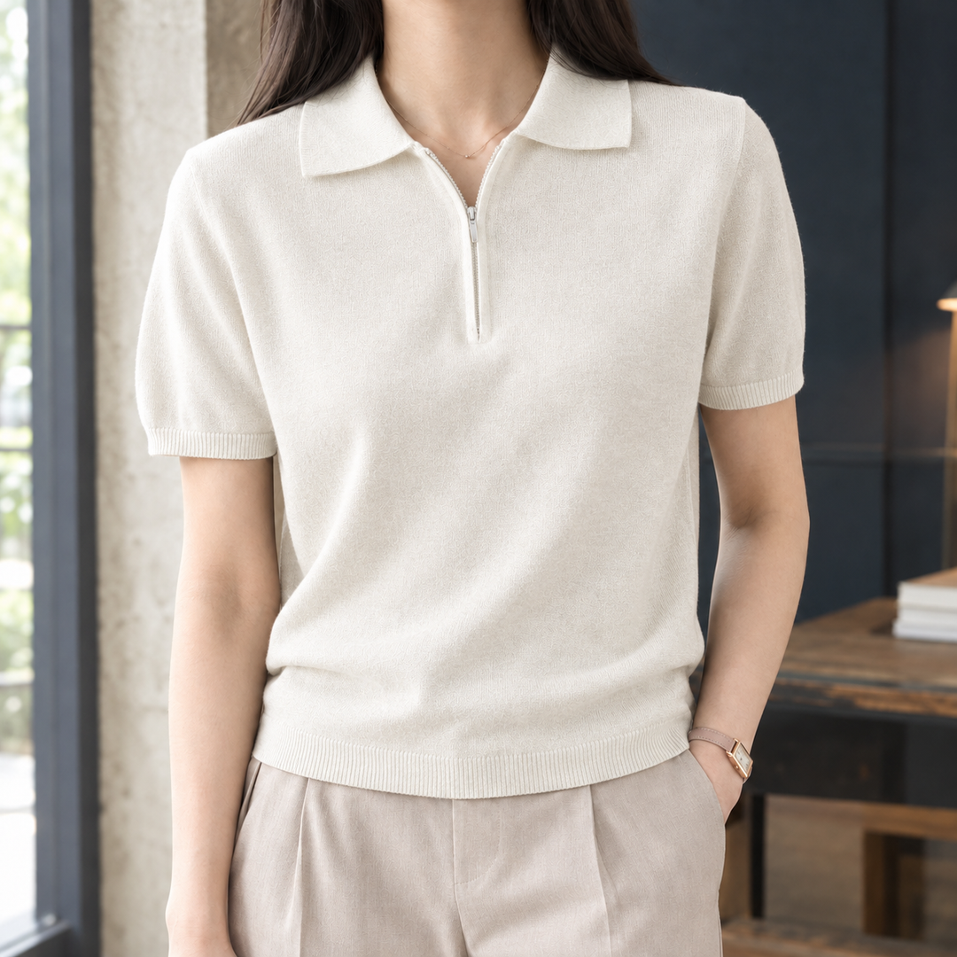Women's Giulietta-Eve Zip Polo in Navy Blue | Invictora.com