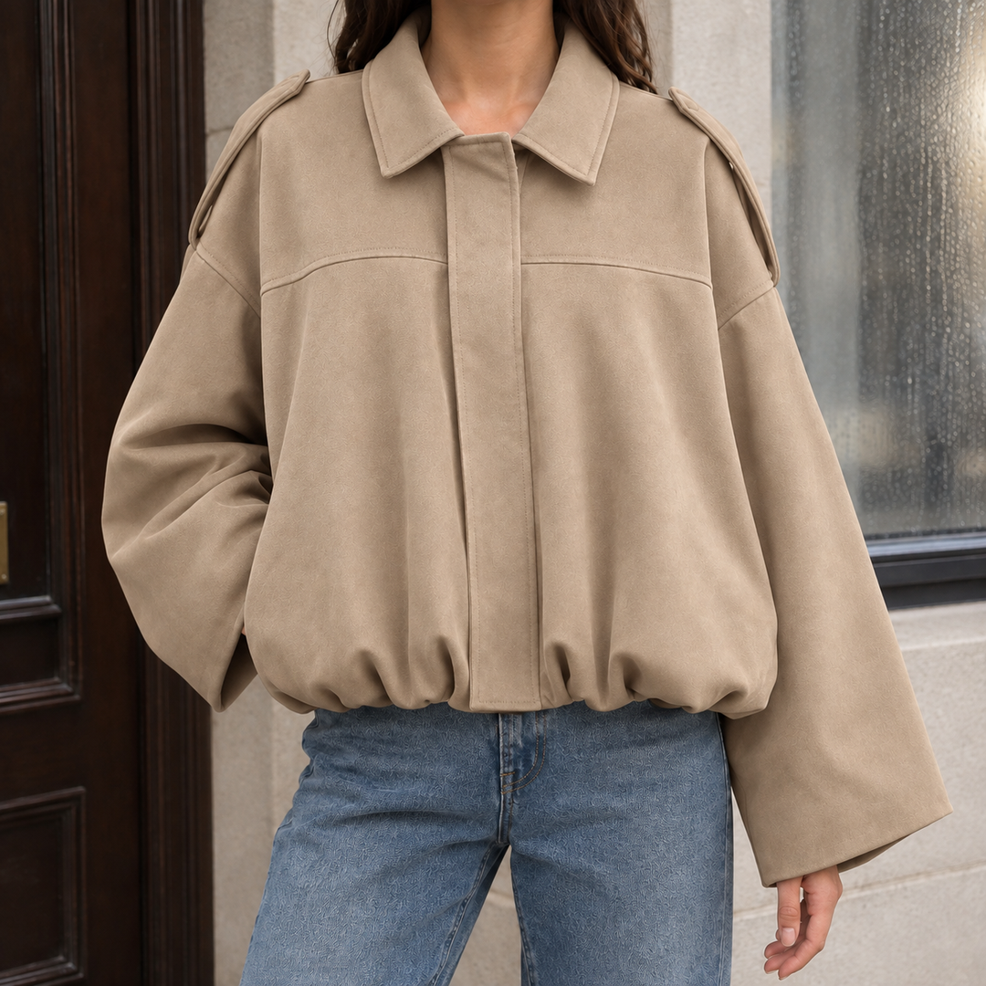 Women's Elise-June Suede Bomber Jacket in Black | Invictora.com
