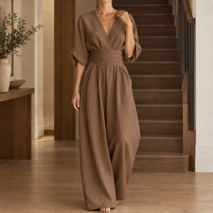 Women's Mathilde Wrap Jumpsuit in White | Invictora.com