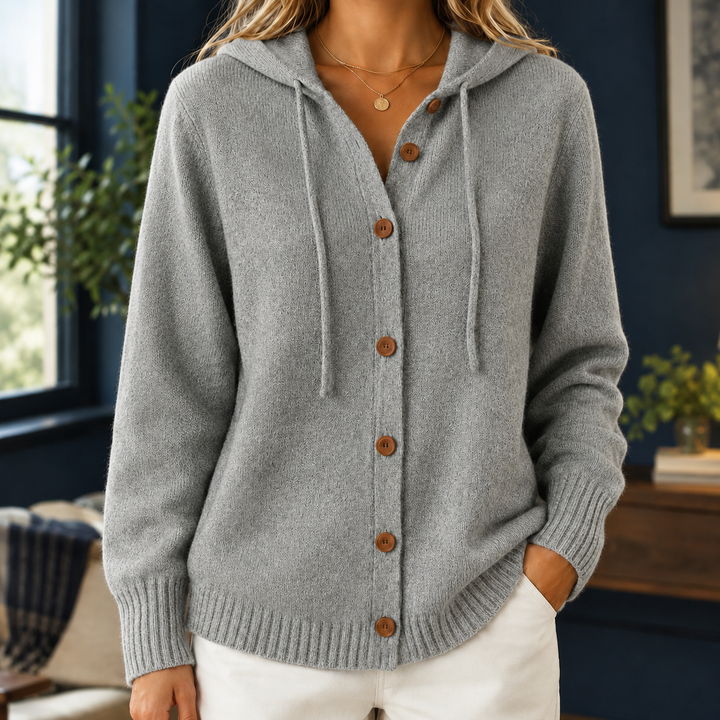 Women's Diantha Hooded Cardigan in Blue | Invictora.com