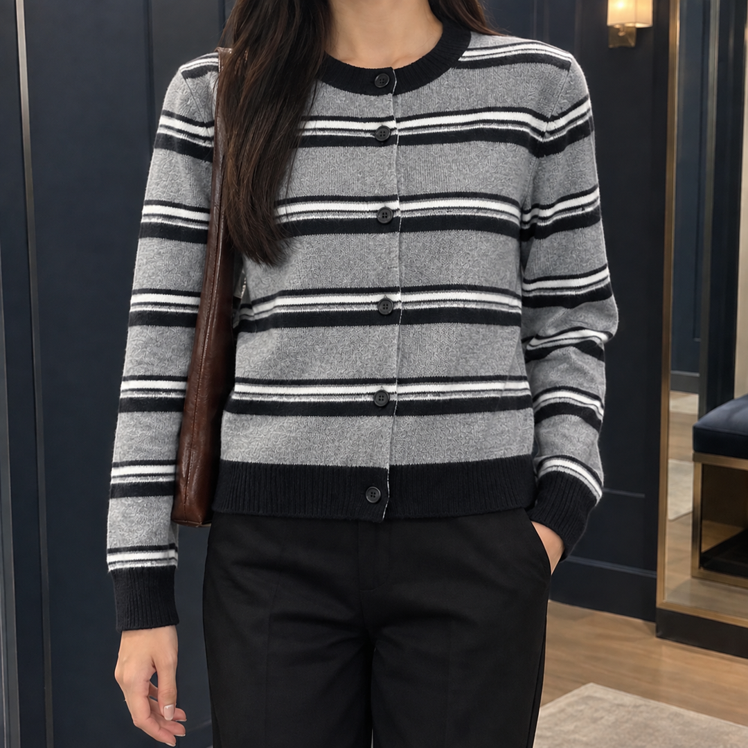 Women's Florentine-Kate Striped Cardigan in Red Stripe | Invictora.com