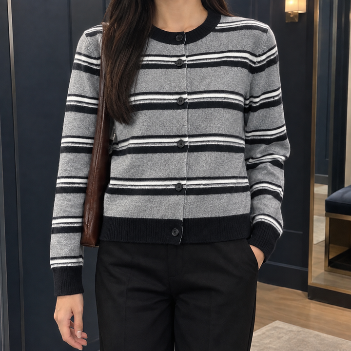 Women's Florentine-Kate Striped Cardigan in Red Stripe | Invictora.com