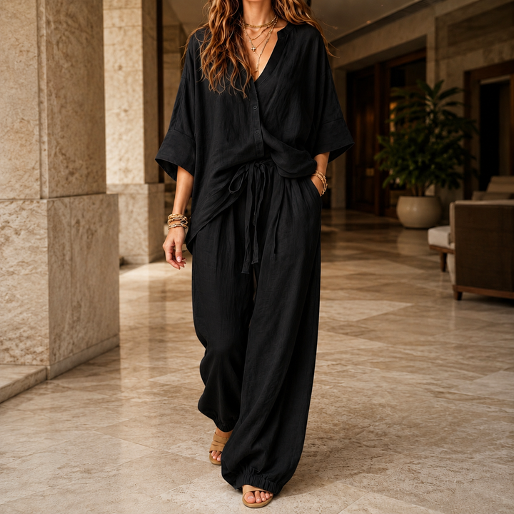 Women's Modesty Relaxed Pants Set in Blue | Invictora.com