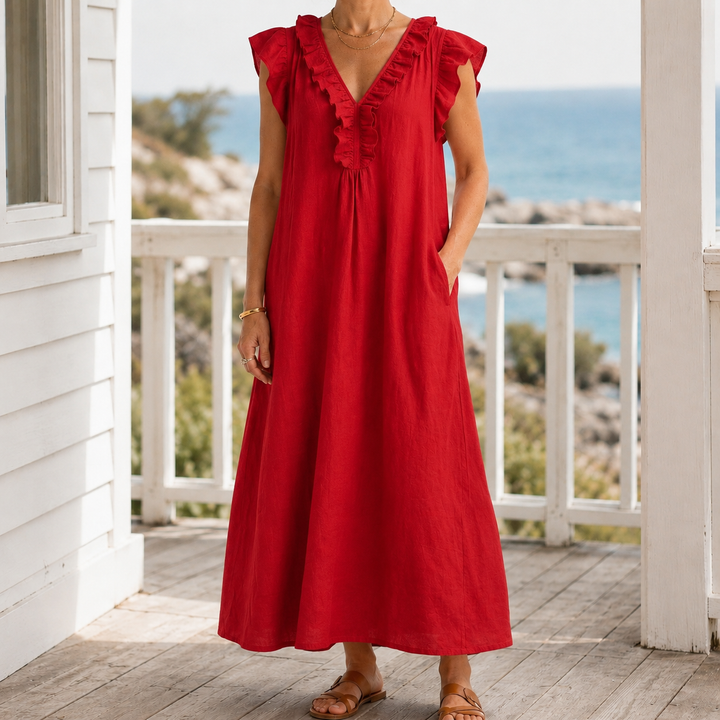 Women's Carmen-Eve Ruffle Maxi Dress product image | Invictora.com