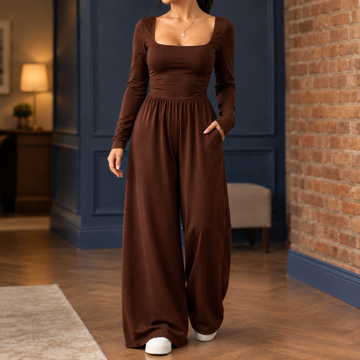 Women's Sylvaine-Claire Wide Leg Jumpsuit in Black | Invictora.com