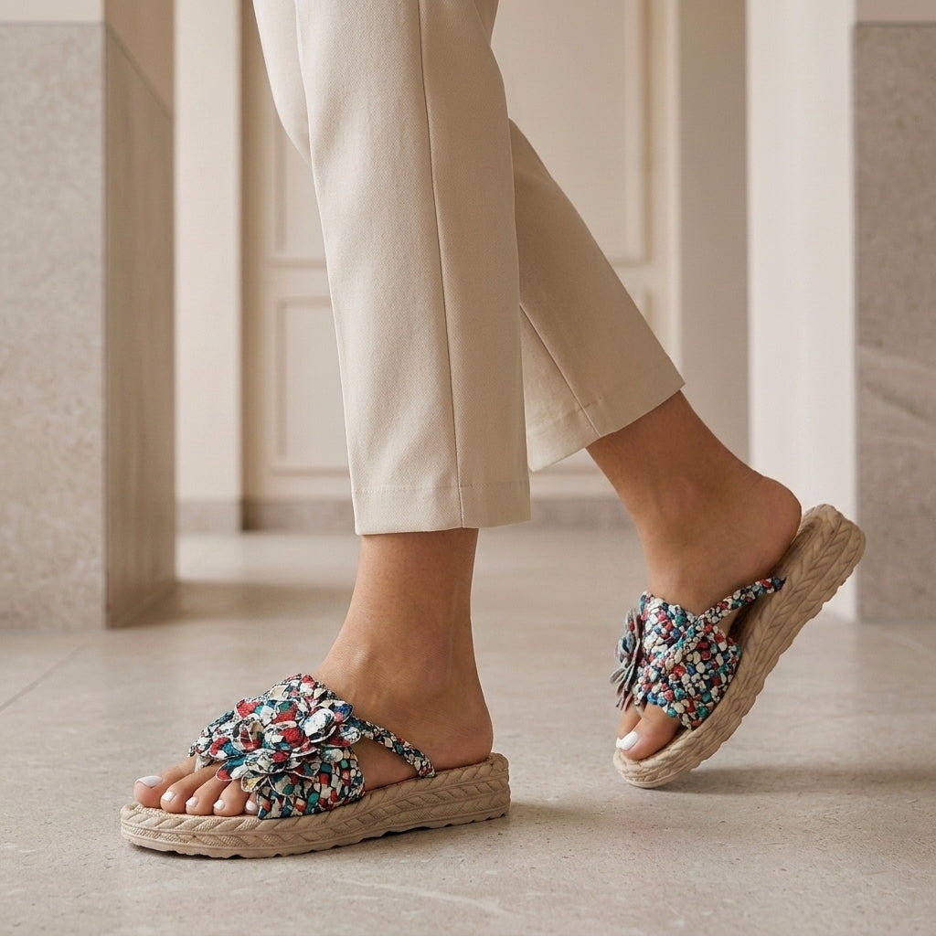 Women's Alfieri Floral Platform Sandals in Fluorescent Green | Invictora.com