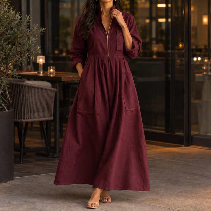 Women's Guinevere-Hope Half-Zip Maxi Dress product image | Invictora.com