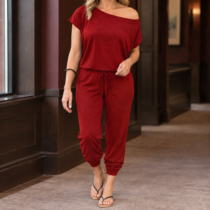 Women's Talia-Lane One Shoulder Jumpsuit in Black | Invictora.com