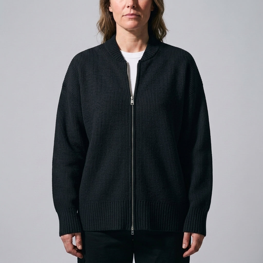 Women's Fenella Zip Cardigan in Silver Gray | Invictora.com
