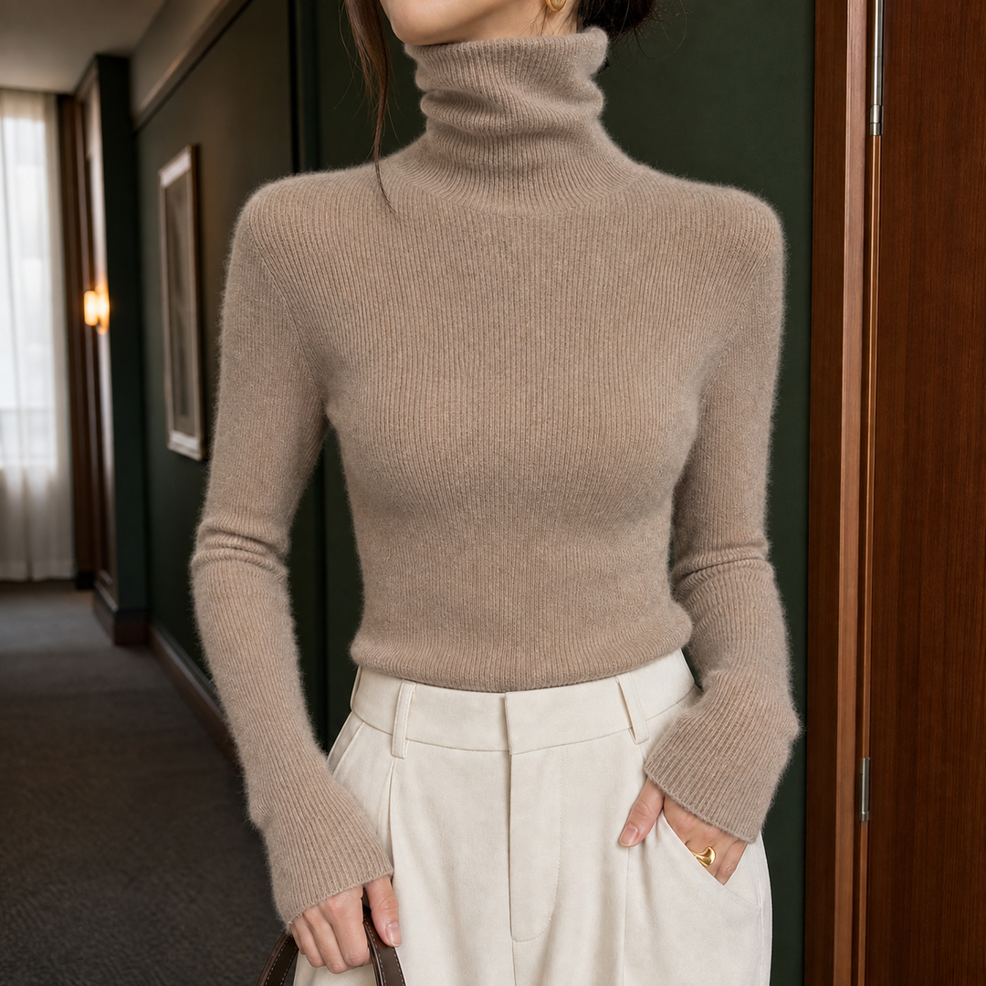 Women's Ophelia-Lane Turtleneck Sweater in Pink | Invictora.com