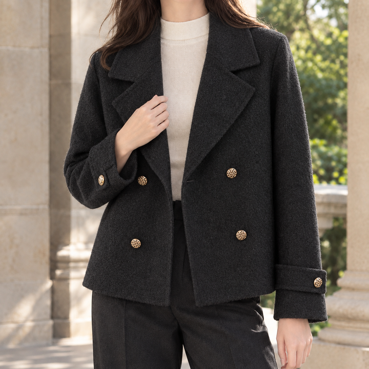 Women's Portia-Faye Double-Breasted Jacket in Cream | Invictora.com