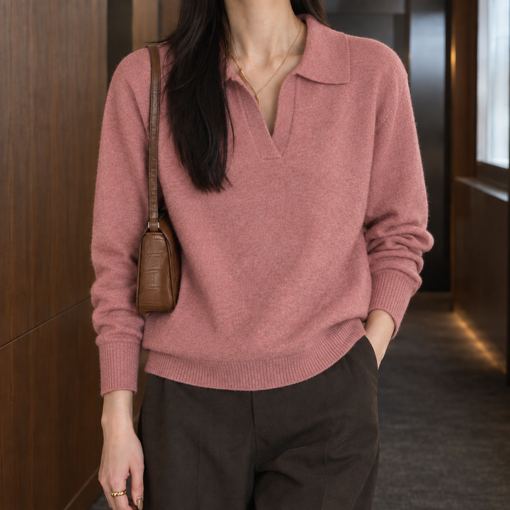 Women's Briony-Hope Polo Sweater in Beige | Invictora.com