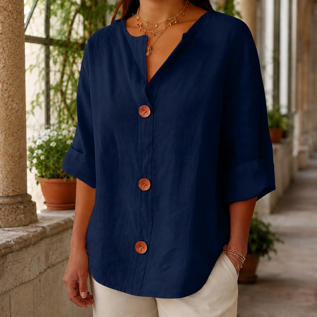 Women's Valencia Button Front Shirt in White | Invictora.com