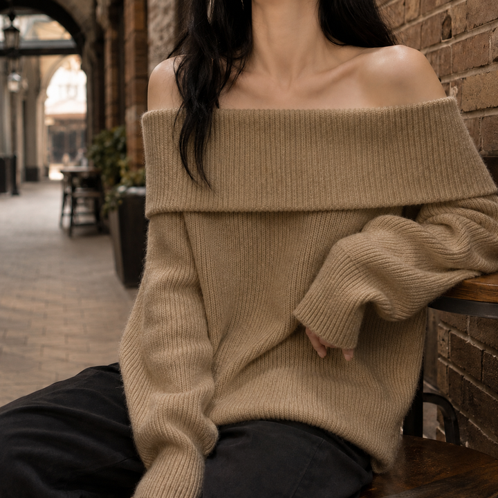 Women's Tiphaine Off-Shoulder Sweater in White | Invictora.com