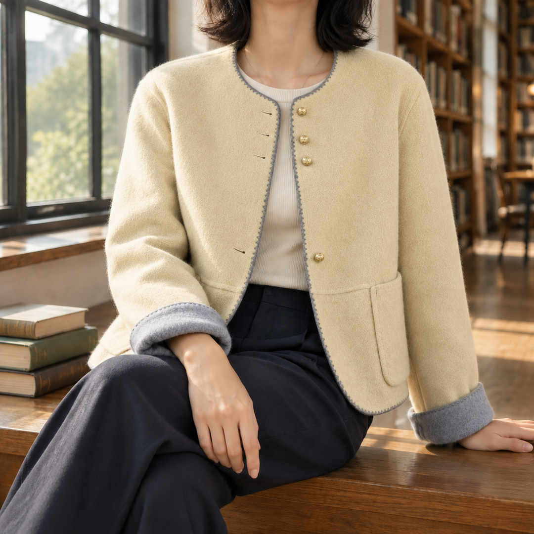 Women's Apolline-Kate Contrast Trim Jacket in Light Purple | Invictora.com