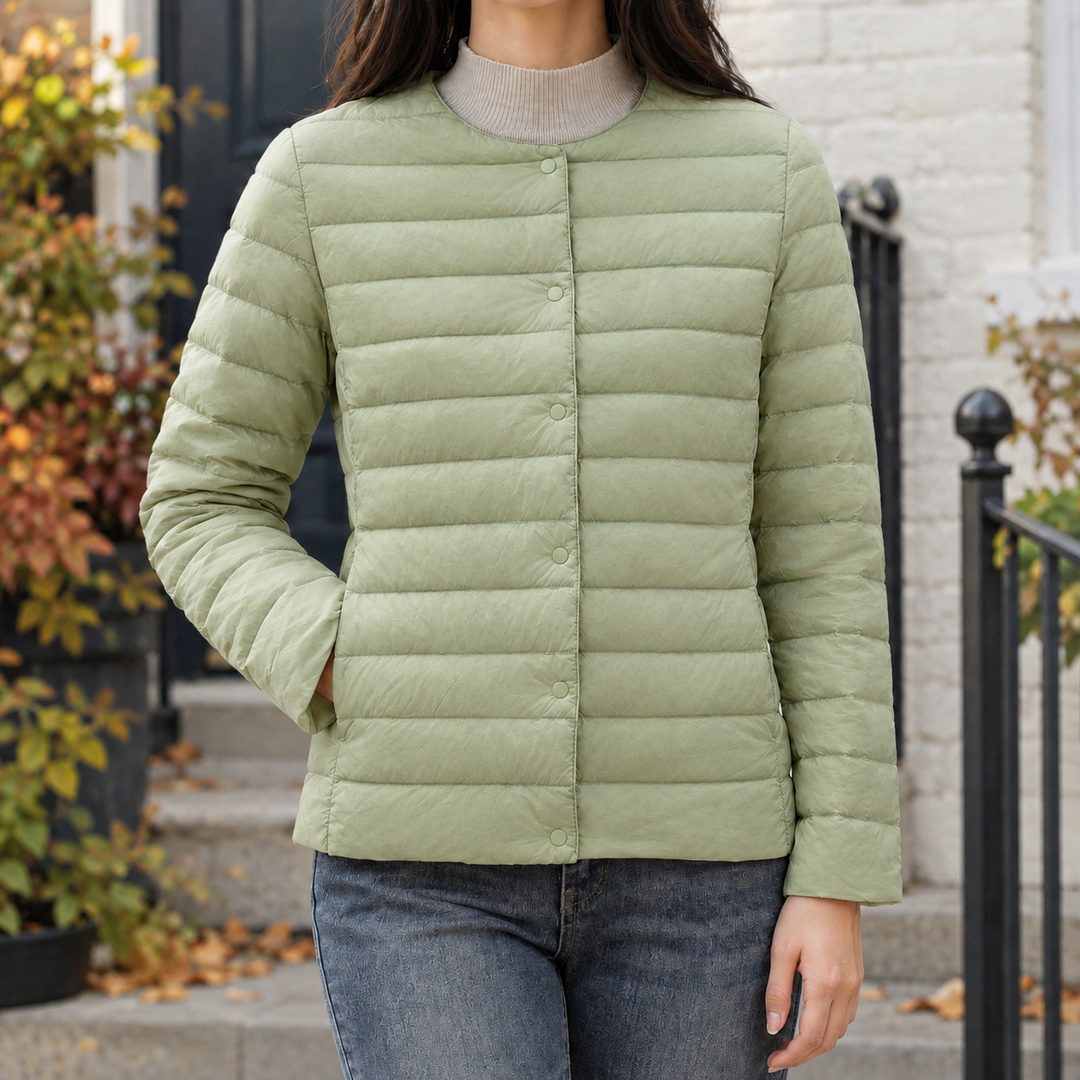 Women's Benedetta Quilted Jacket in Off White | Invictora.com
