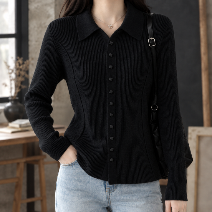 Women's Fiona-Grace Ribbed Cardigan in Gray | Invictora.com
