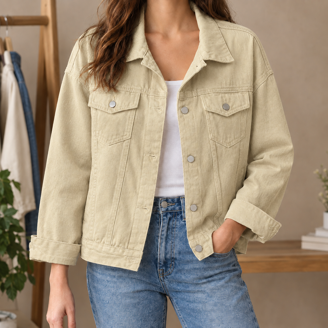 Women's Caitlin-Grace Denim Jacket in White | Invictora.com