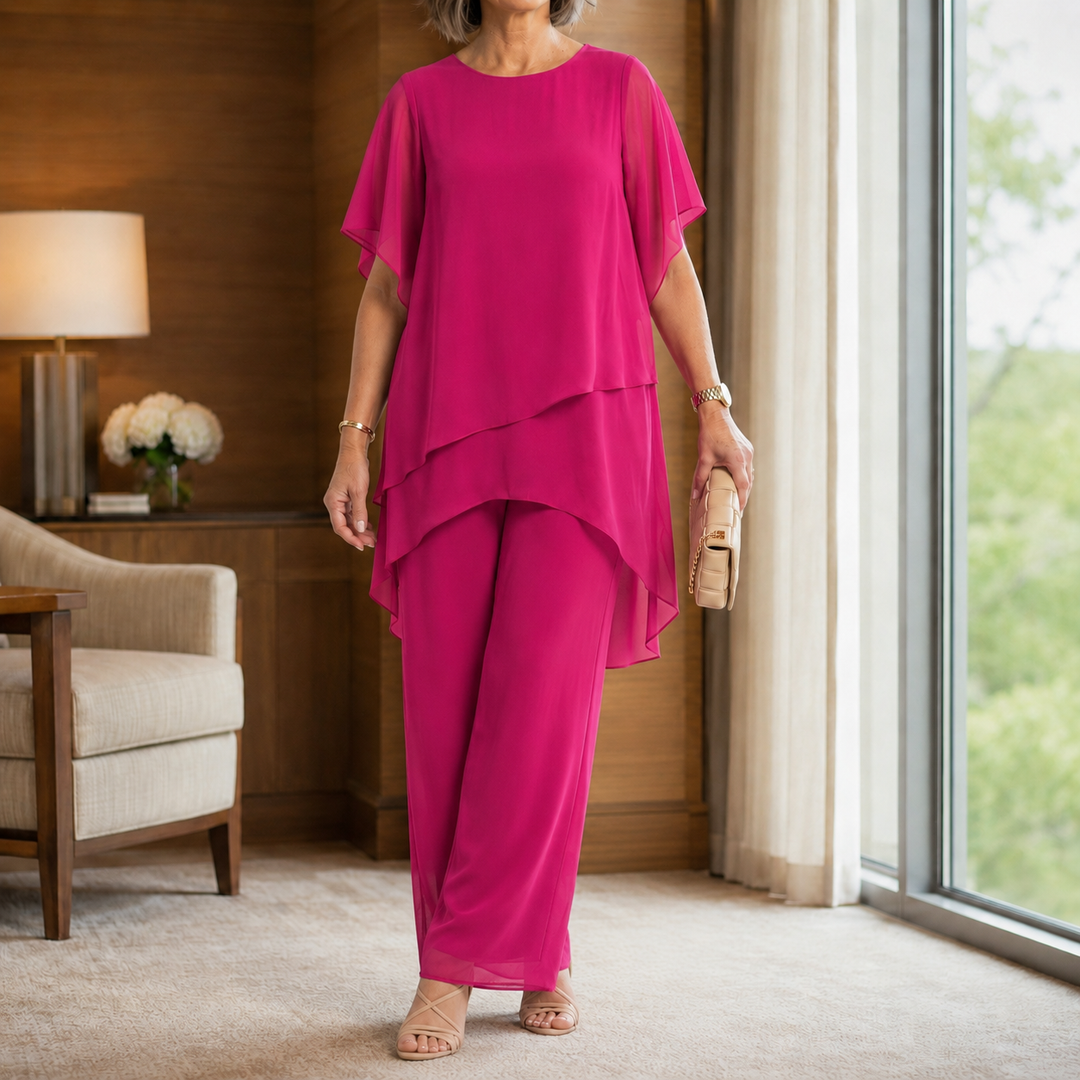 Women's Aimee-Jane Asymmetric Pants Set in Dark Blue | Invictora.com