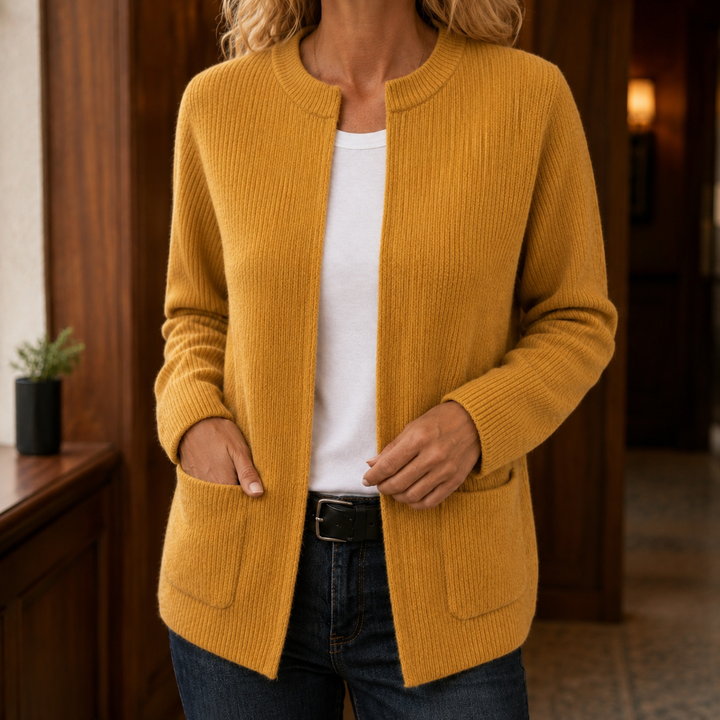 Women's Livia-Grace Ribbed Cardigan in Gray | Invictora.com