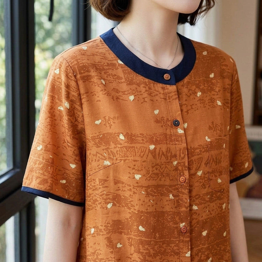 Women's Sofia Contrast Trim Top in Orange | Invictora.com