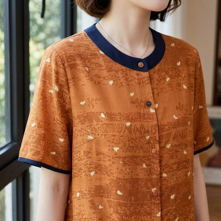 Women's Sofia Contrast Trim Top in Orange | Invictora.com