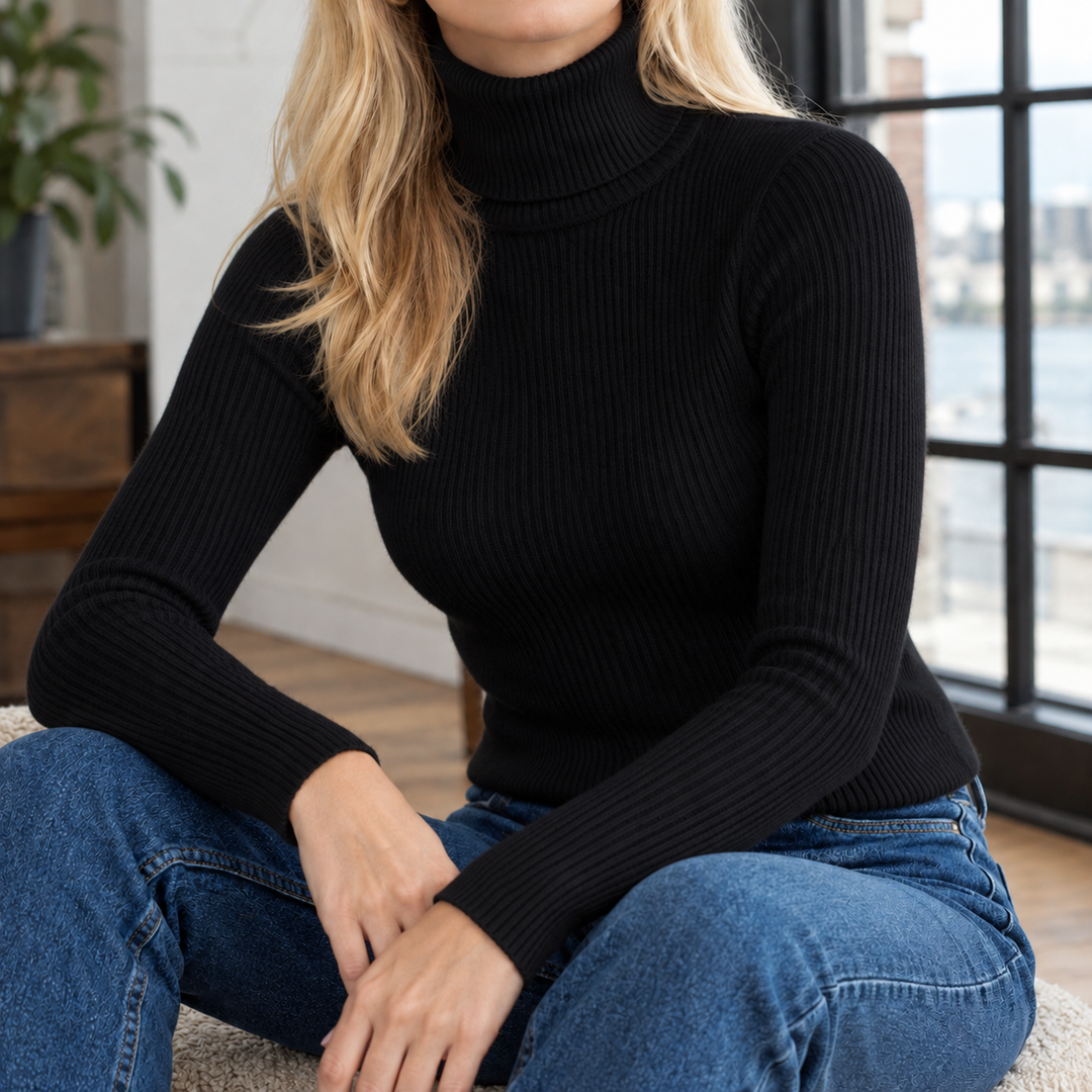 Women's Perpetua-Grace Ribbed Turtleneck Sweater in White | Invictora.com