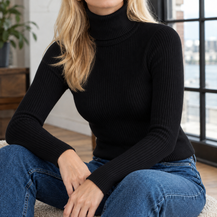 Women's Perpetua-Grace Ribbed Turtleneck Sweater in White | Invictora.com