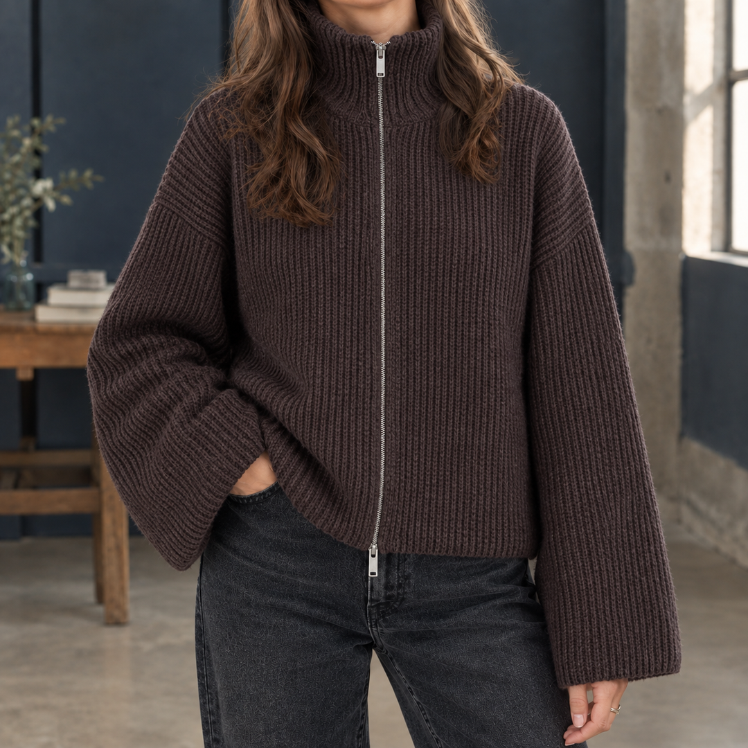 Women's Olive Ribbed Sweater in Red | Invictora.com