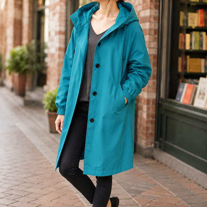 Women's Zelda-Elise Hooded Overcoat in Black | Invictora.com
