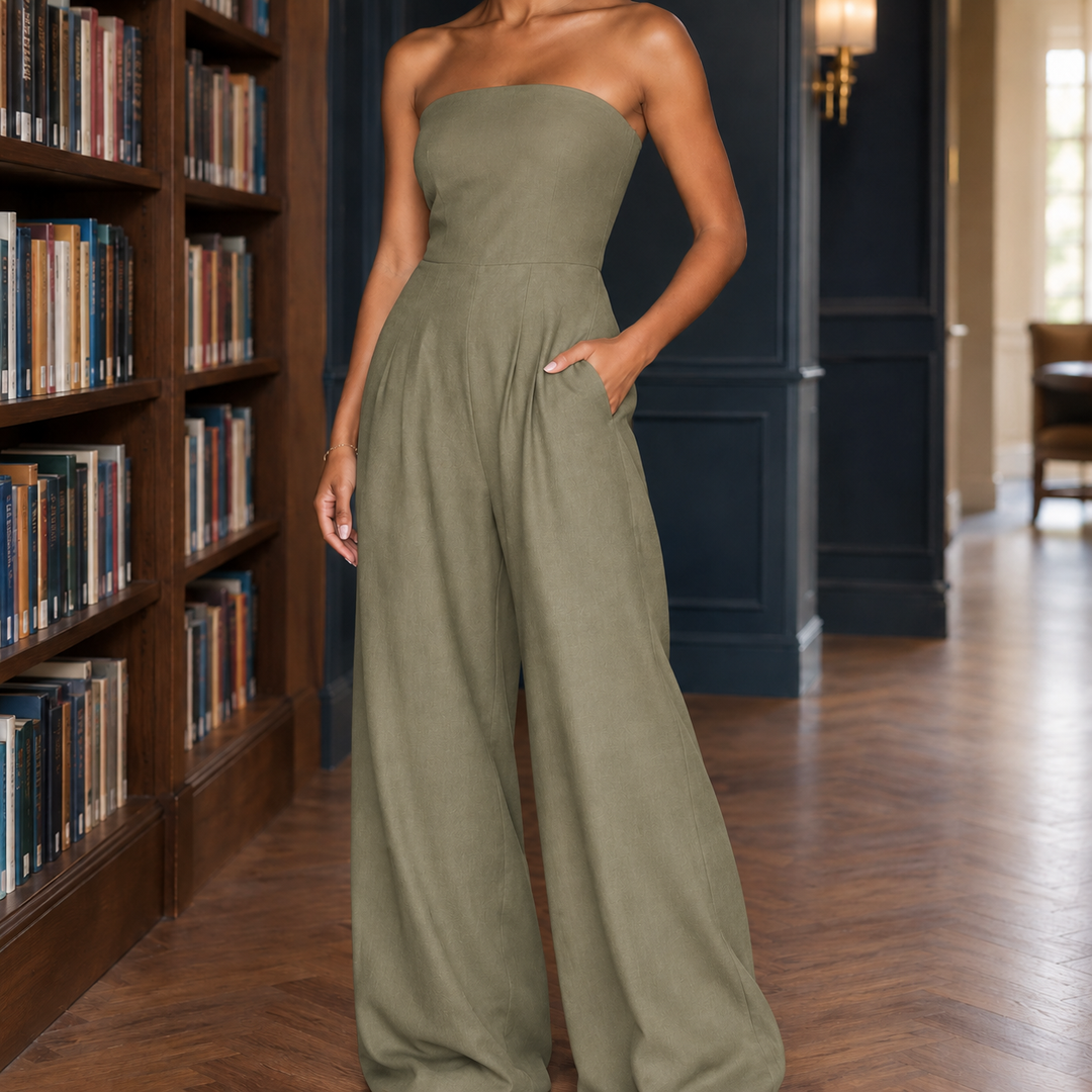 Women's Celandine Strapless Jumpsuit in Black | Invictora.com