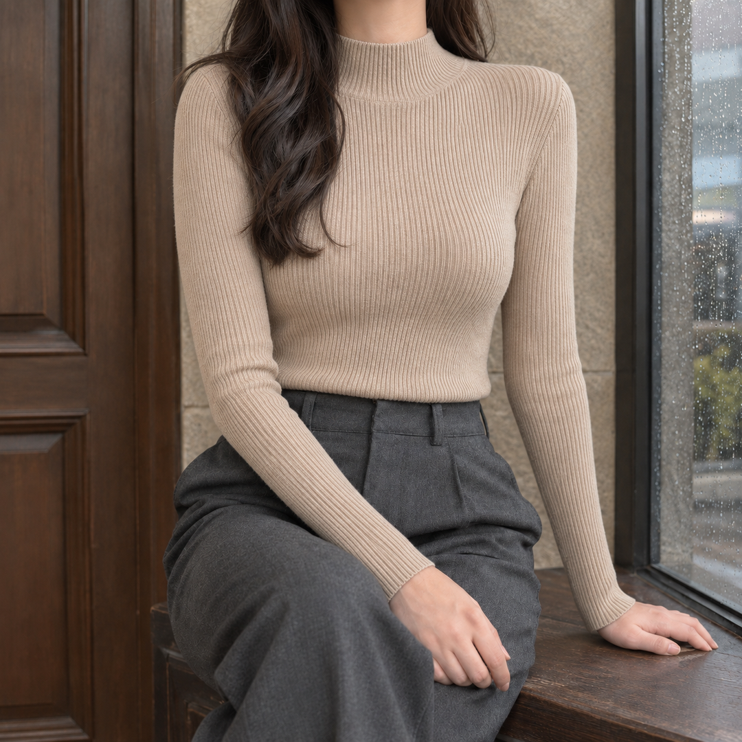 Women's Selena Ribbed Sweater in Black | Invictora.com