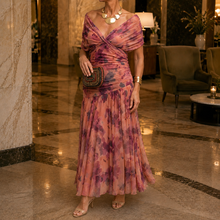 Women's Valeria-Rose Draped Maxi Dress in Dark Green | Invictora.com