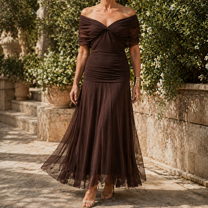 Women's Vera-Rae Draped Maxi Dress in Dark Green | Invictora.com