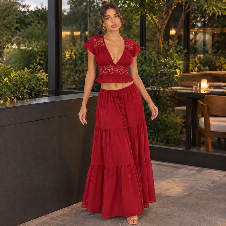 Women's Marguerite-Eve Lace Set in Green | Invictora.com