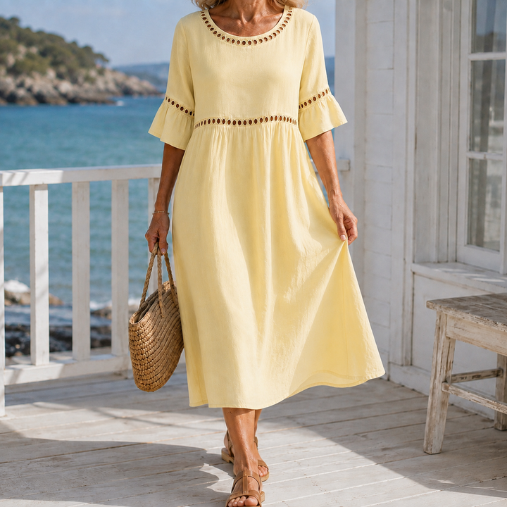 Women's Hallie-Jade Eyelet Midi Dress in Sky Blue | Invictora.com