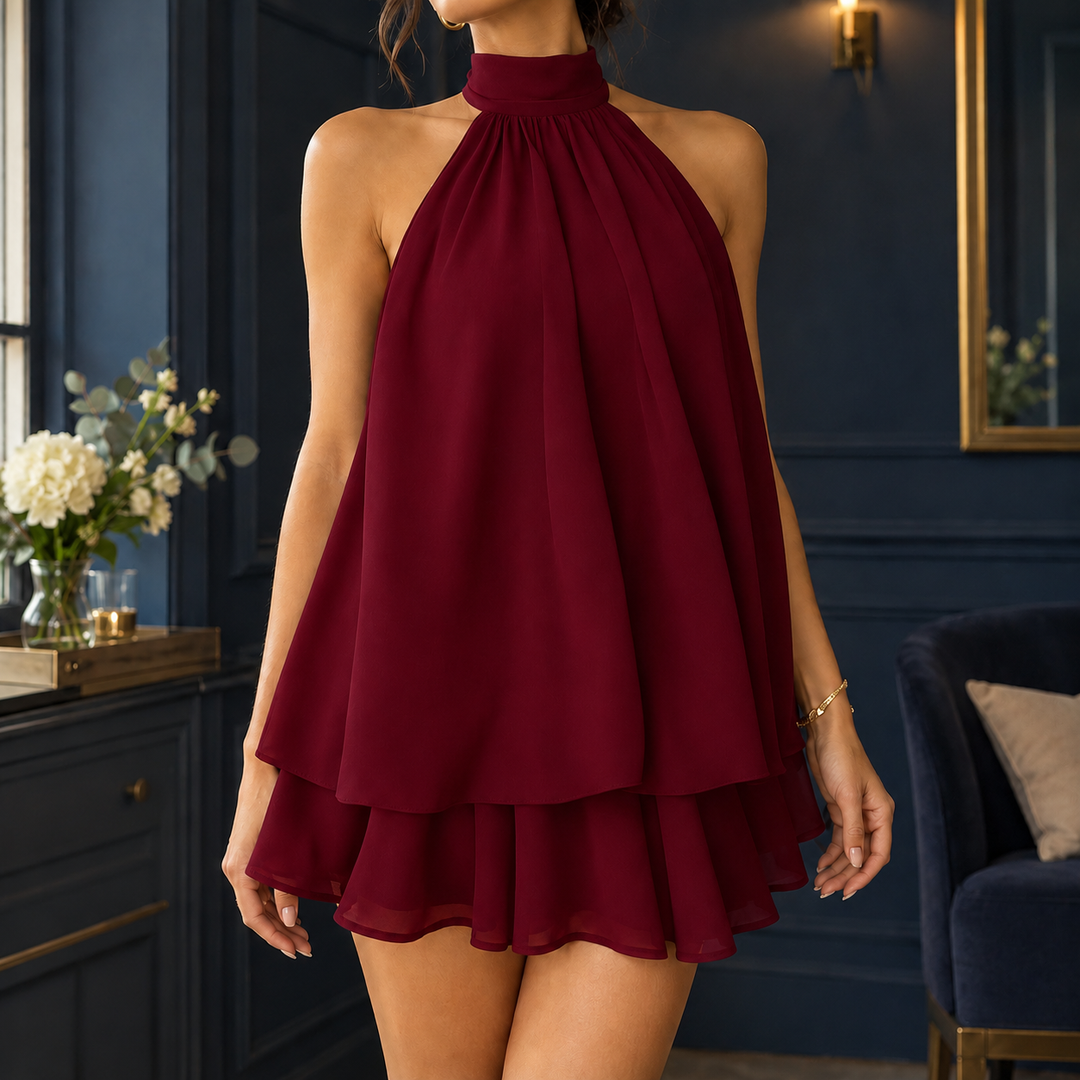 Women's Nicole Halter Mini Dress in Black | Invictora.com