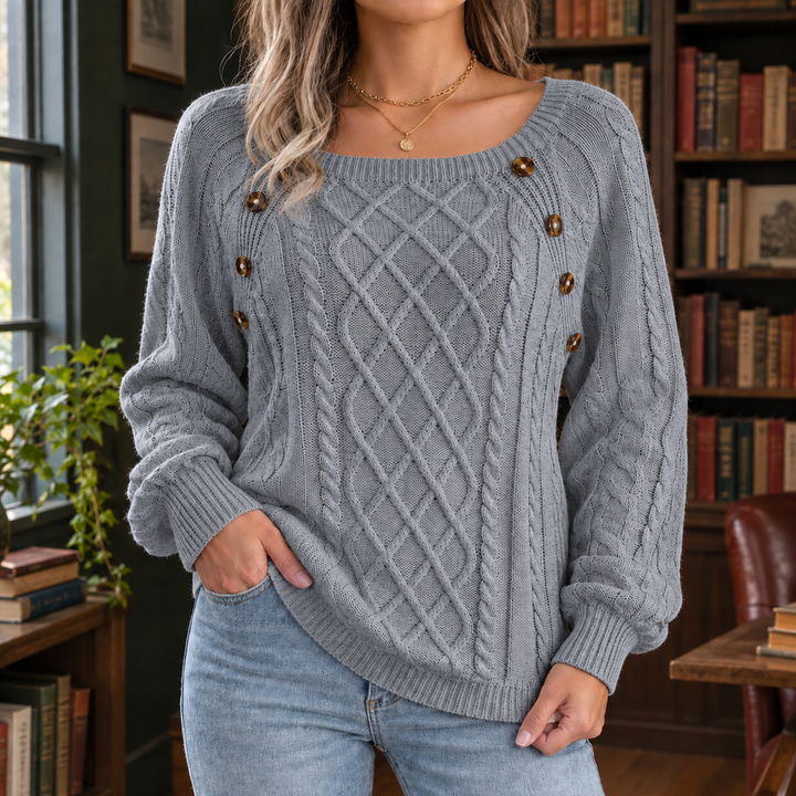 Women's Fenna-Elise Square Neck Sweater in White | Invictora.com