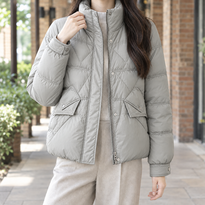 Women's Pomeline-Rose Quilted Jacket in Moonlight Black | Invictora.com