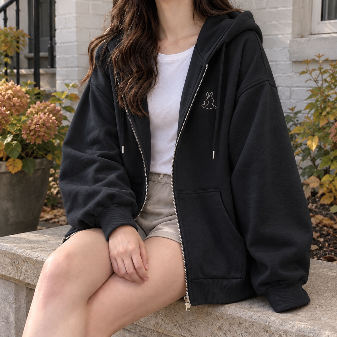 Women's Nina-Pearl Relaxed Zip Hoodie in Apricot Yellow | Invictora.com