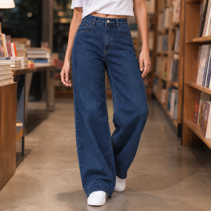 Women's Charlize Wide Leg Jeans in Black | Invictora.com
