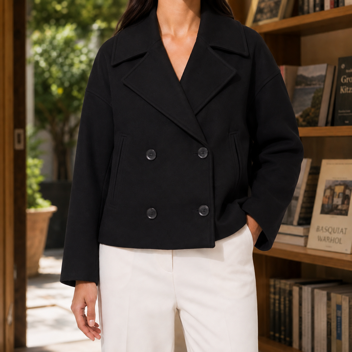 Women's Valeria-Jane Cropped Blazer in Beige | Invictora.com