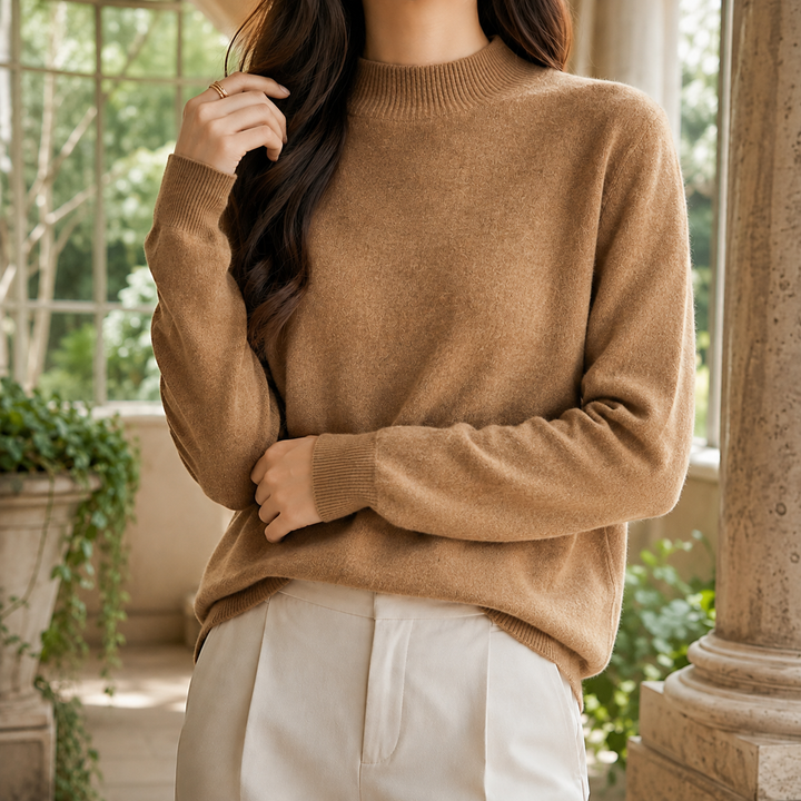 Women's Griselda Mock Neck Sweater in Red | Invictora.com