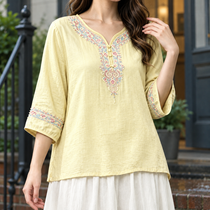 Women's Constance V Neck Blouse in Pink | Invictora.com
