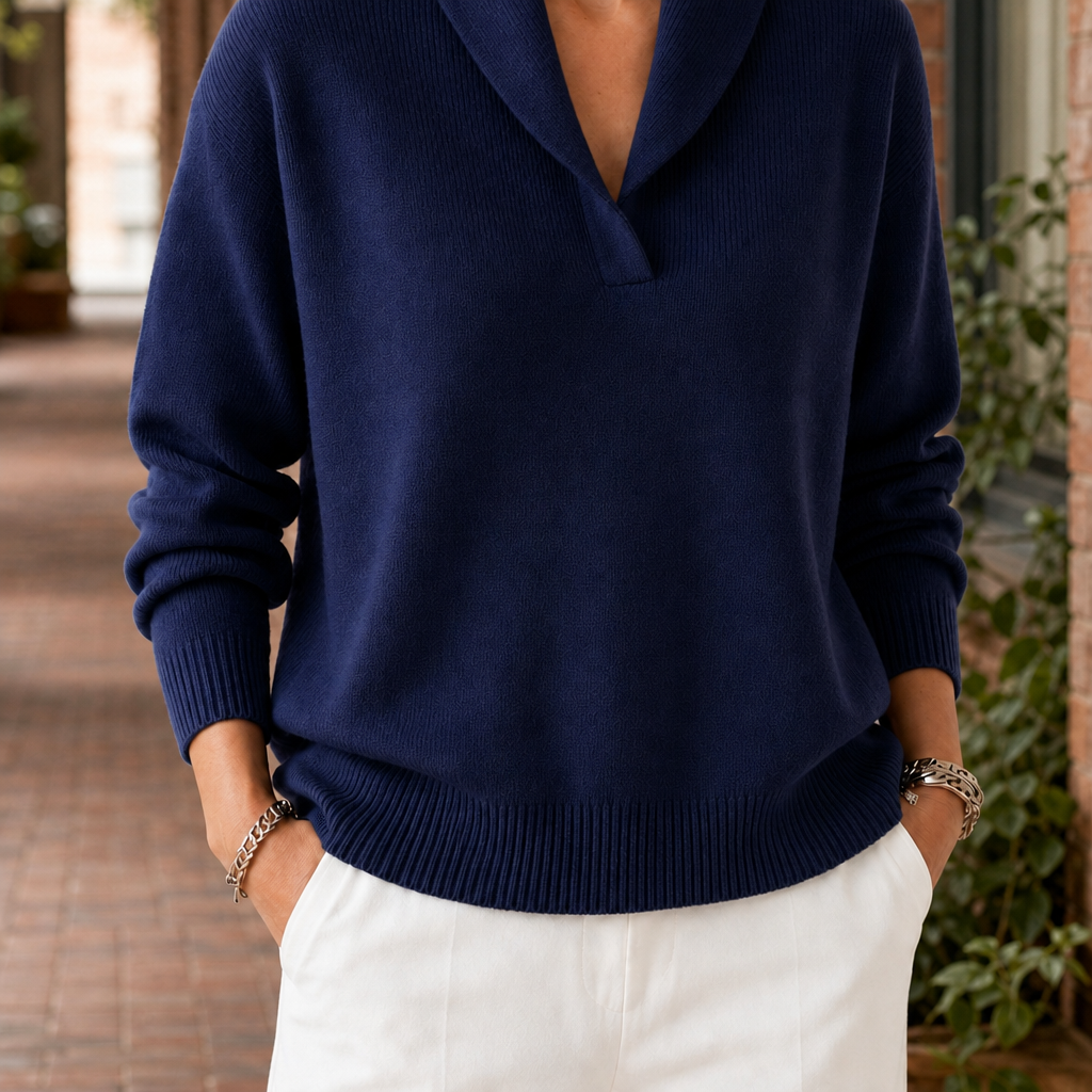 Women's Freya-Belle Shawl Collar Sweater in Green | Invictora.com