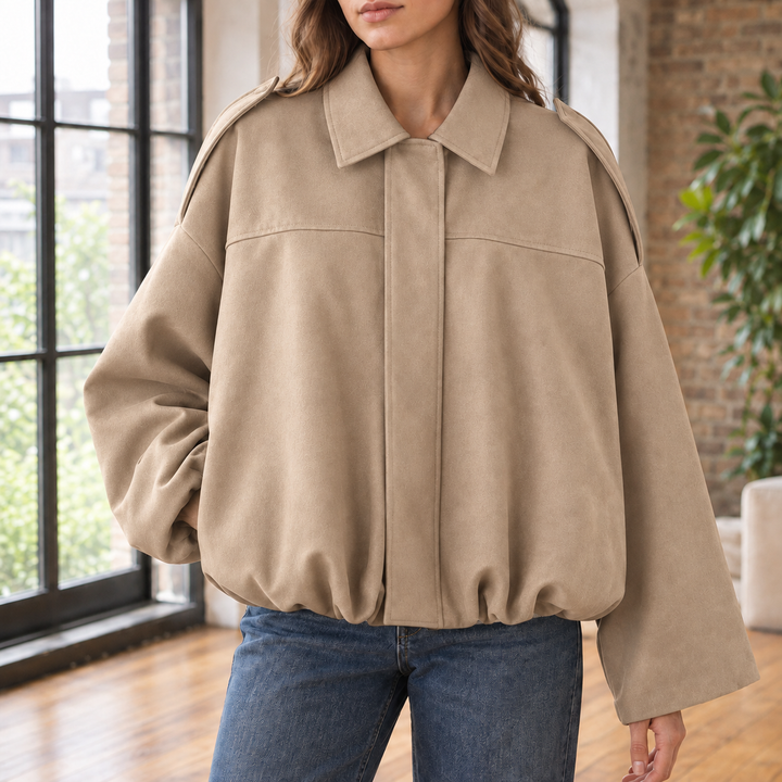 Women's Chantal-Pearl Suede Pilot Jacket in Black | Invictora.com