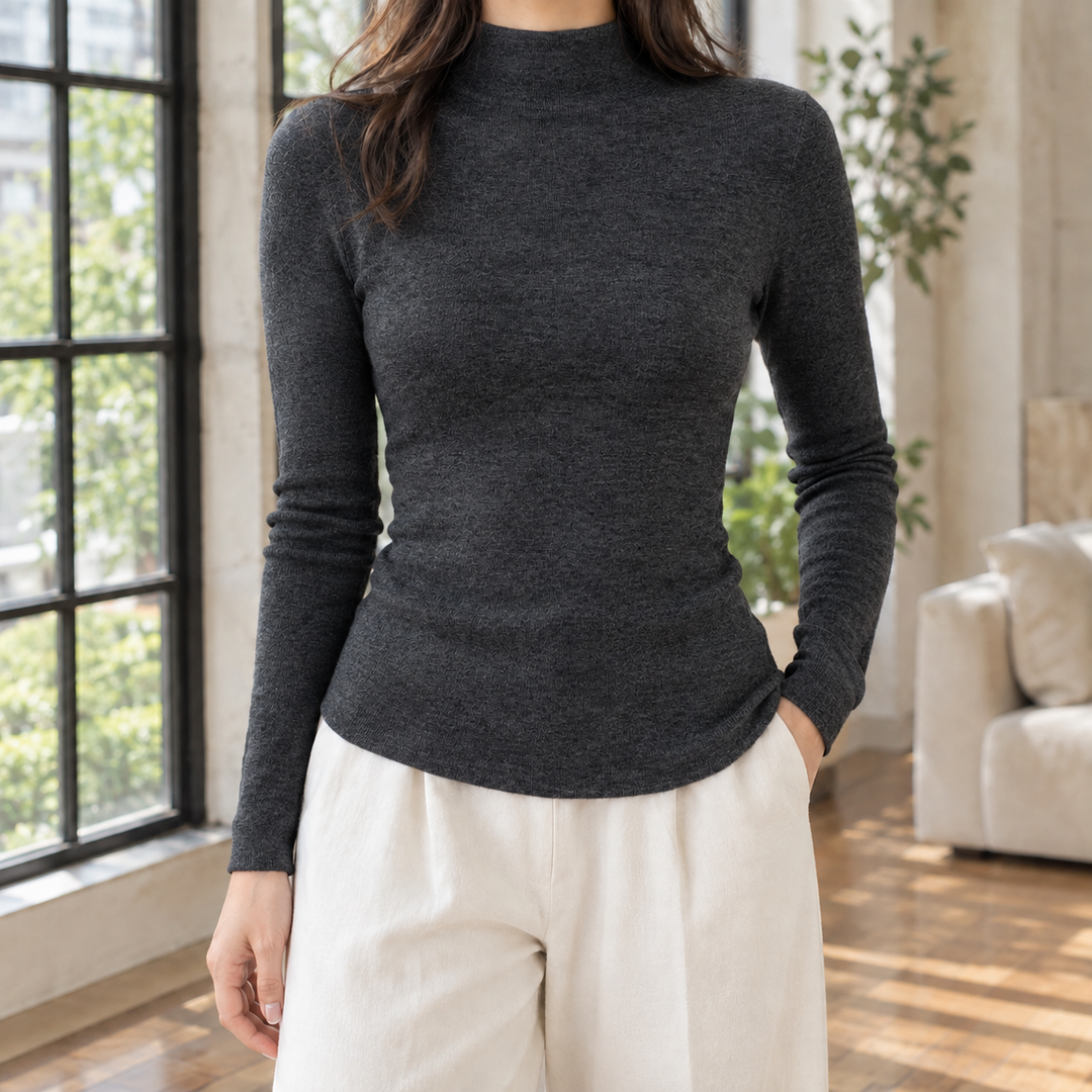 Women's Philippa-Skye Mock Neck Sweater in Black | Invictora.com