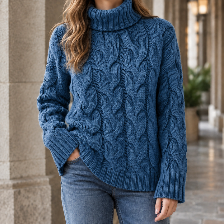 Women's Hildegarde-Kate Cable Knit Sweater in Dark Brown | Invictora.com